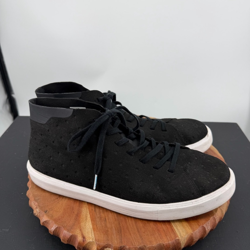 Native Monaco mid-top sneaker in black‎ with a white sole sz 13